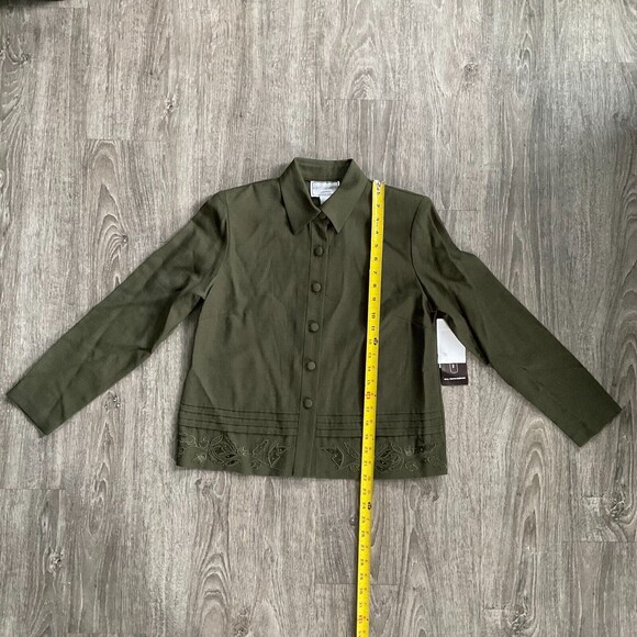 NWT Vintage Karin Stevens Dress Size 4P Green Embroidered Petites 2pc New - Picture 7 of 10